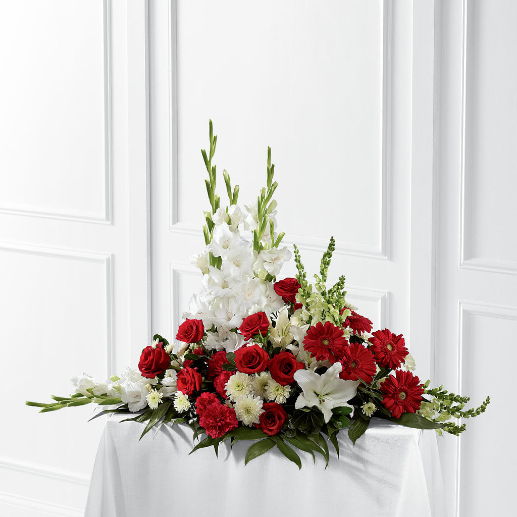 Crimson & White Arrangement – Deeshay Custom Design, Goldsboro NC