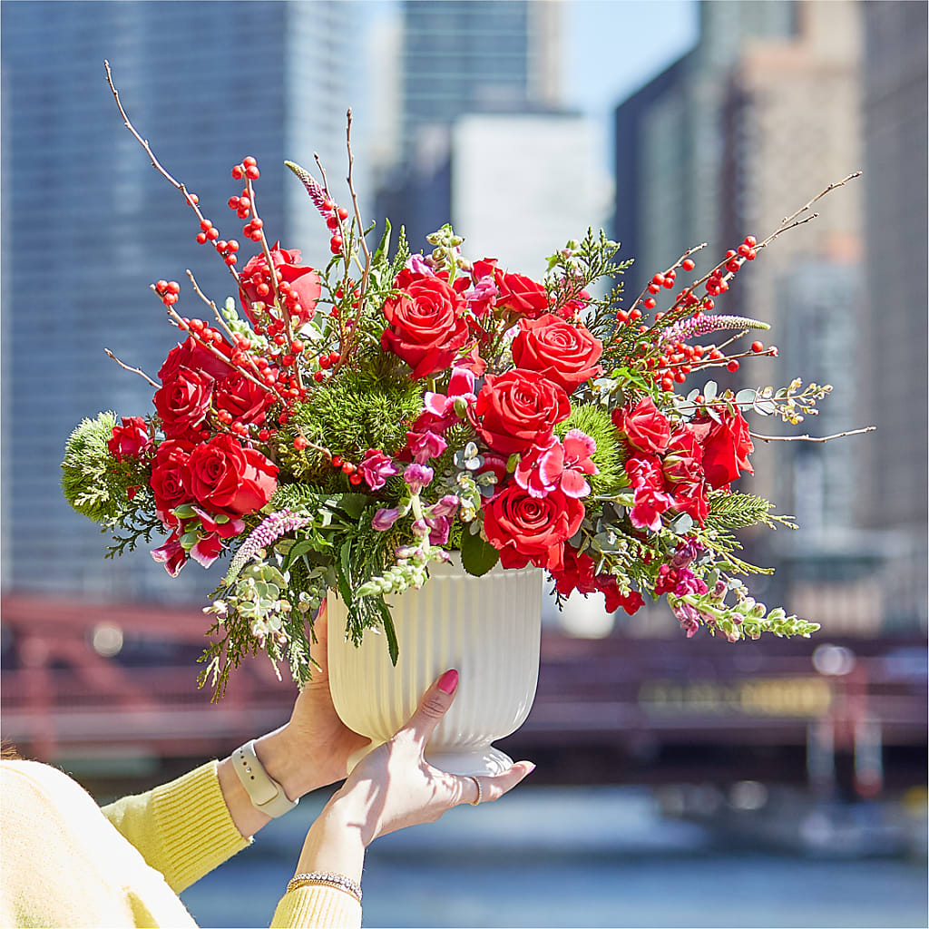 Big Red Bow Bouquet –  Deeshay Custom Design, Goldsboro NC