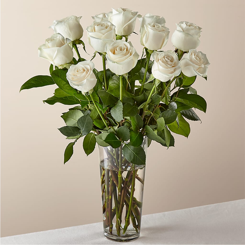 Long Stem White Rose Bouquet –  Deeshay Custom Design, Goldsboro NC