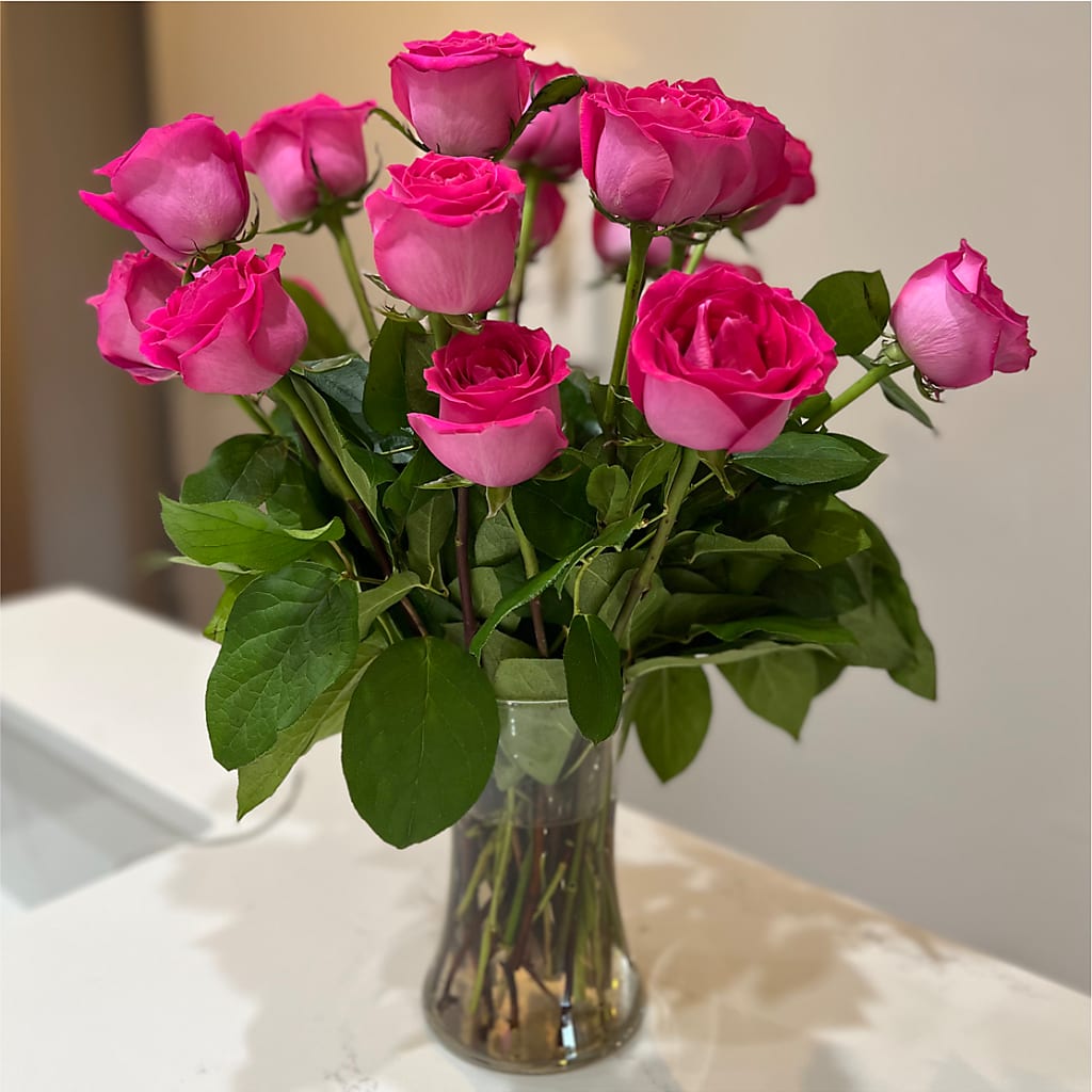 Long Stem Pink Rose Bouquet –  Deeshay Custom Design, Goldsboro NC