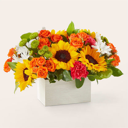 Sun-drenched Blooms Box Bouquet –  Deeshay Custom Design, Goldsboro NC