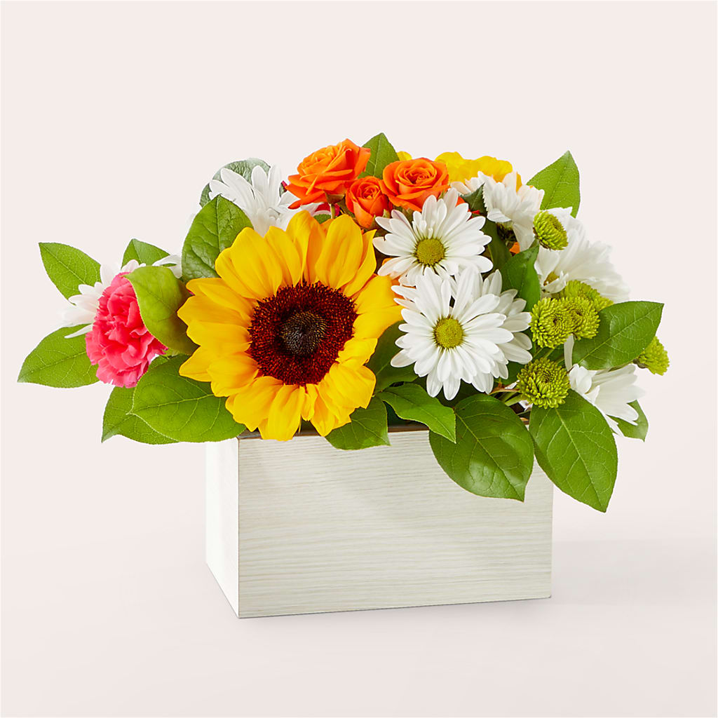 Sun-drenched Blooms Box Bouquet –  Deeshay Custom Design, Goldsboro NC
