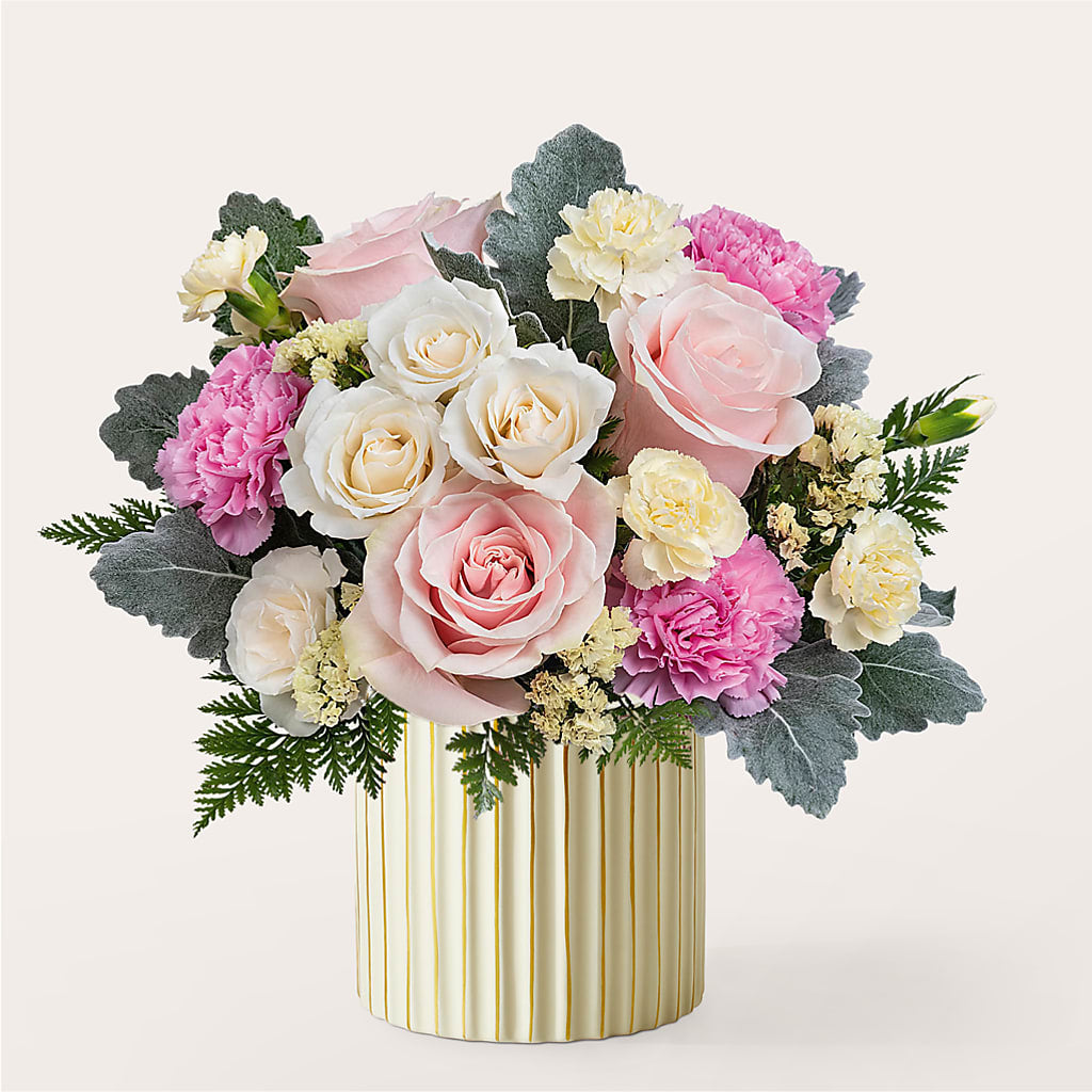 Blissful Moments Bouquet with Ivory Vase –  Deeshay Custom Design, Goldsboro NC