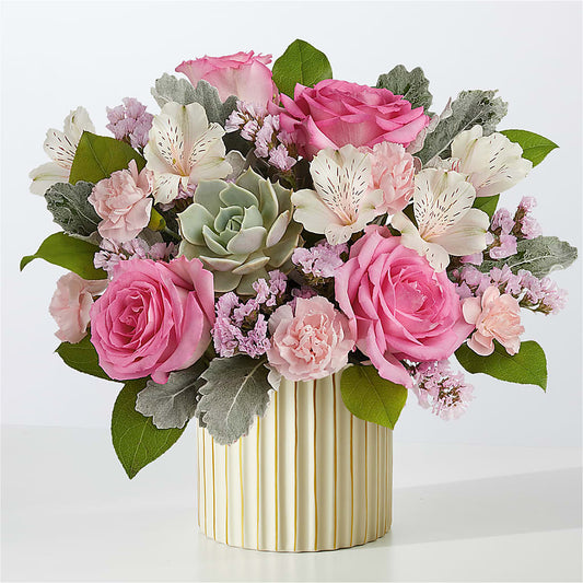 Dusty Rose Bouquet with Ivory Vase –  Deeshay Custom Design, Goldsboro NC