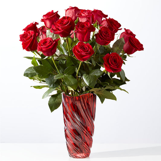 Classic Love Red Rose Bouquet with Luxe Swirl Vase –  Deeshay Custom Design, Goldsboro NC