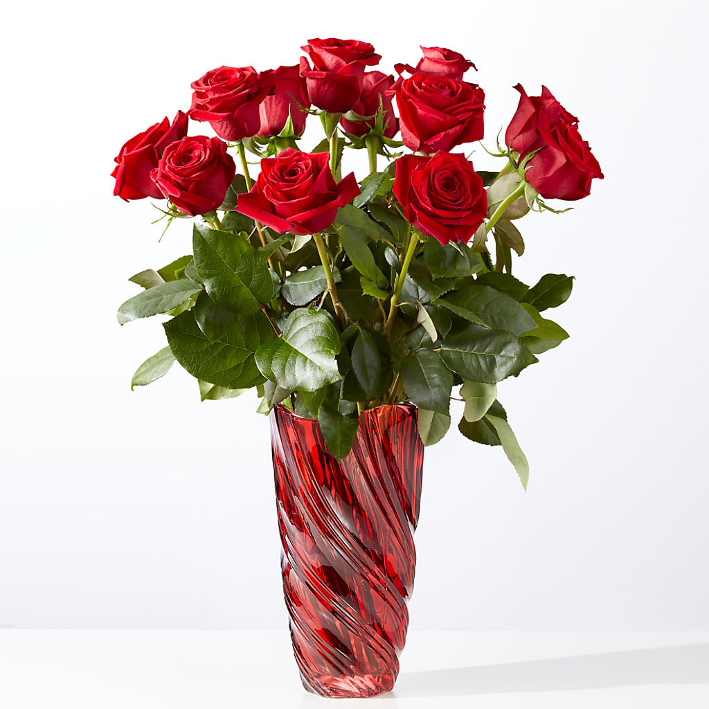 Classic Love Red Rose Bouquet with Luxe Swirl Vase –  Deeshay Custom Design, Goldsboro NC