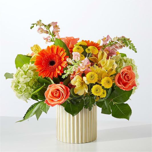 Autumn Sunshine Bouquet with Ivory Vase – DEESHAY CUSTOM DESIGN, Goldsboro NC