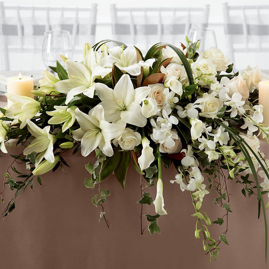White Linen Arrangement –  Deeshay Custom Design, Goldsboro NC
