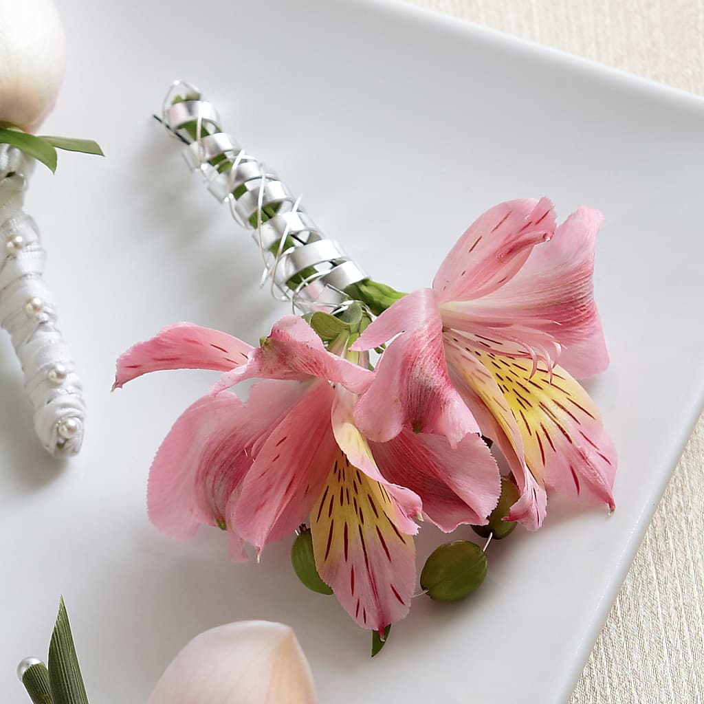 Pink Peruvian Lily Boutonniere –  Deeshay Custom Design, Goldsboro NC