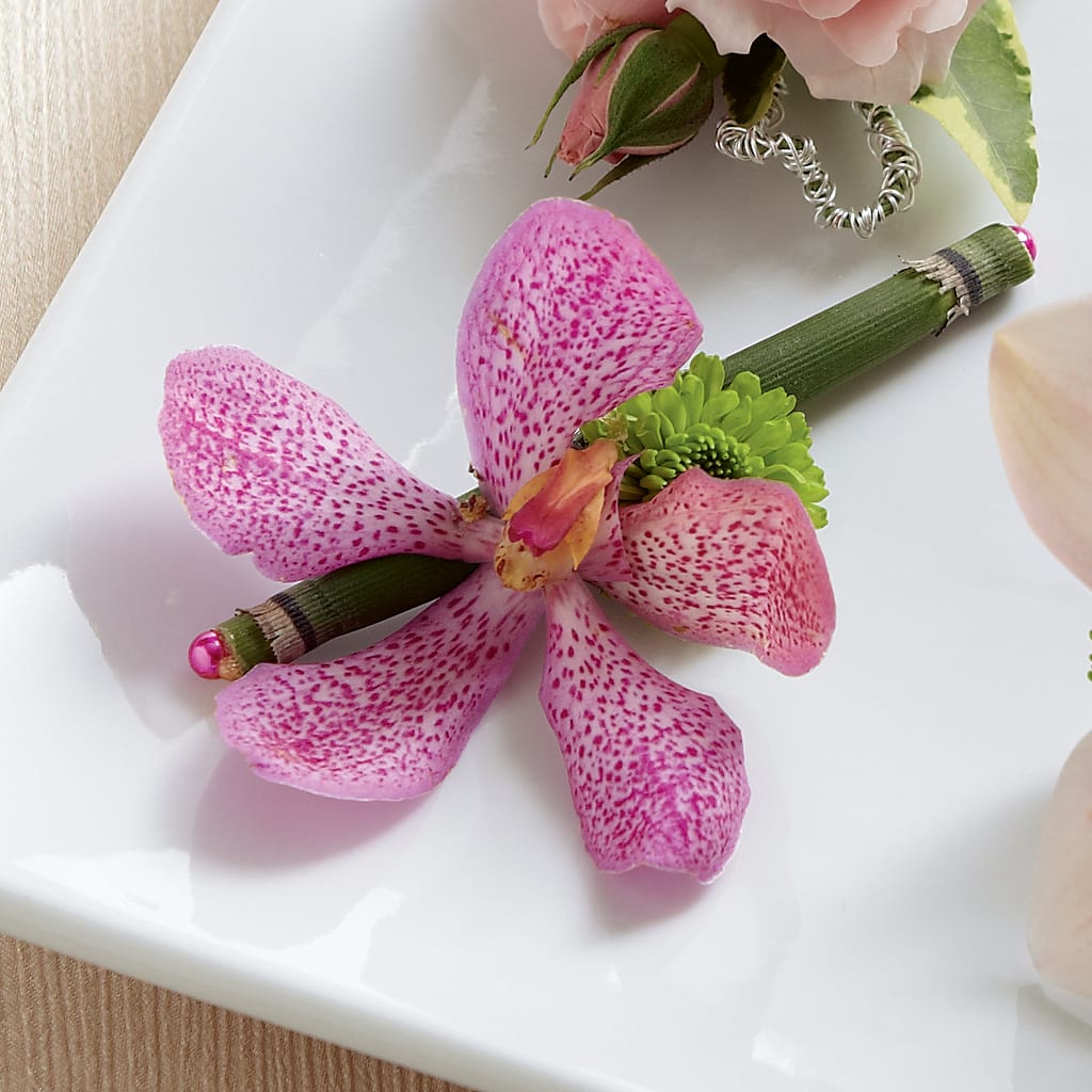 Pink Mokara Boutonniere –  Deeshay Custom Design, Goldsboro NC
