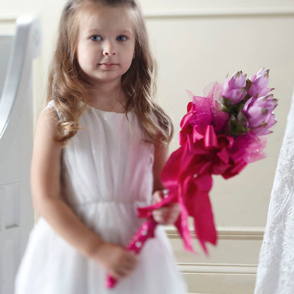 Sparkle Pink Flower Girl Bouquet –  Deeshay Custom Design, Goldsboro NC