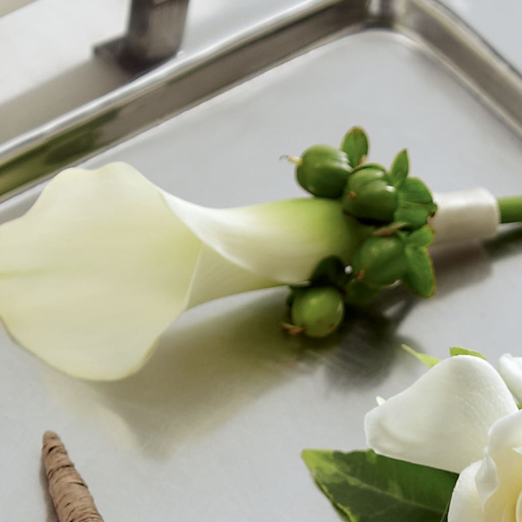 White Calla Boutonniere –  Deeshay Custom Design, Goldsboro NC
